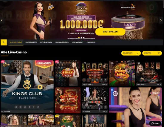 Live Casino Spielauswahl und Bonusangebot